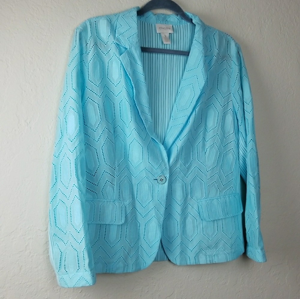 Chicos Mixed Media Lightweight Blazer Jacket